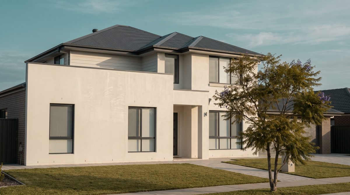 Well-maintained NSW suburban home with pristine render catching morning light